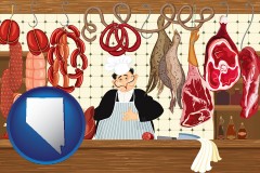 nevada map icon and meats in a butcher shop