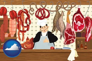 meats in a butcher shop - with Virginia icon