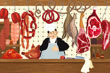 meats in a butcher shop